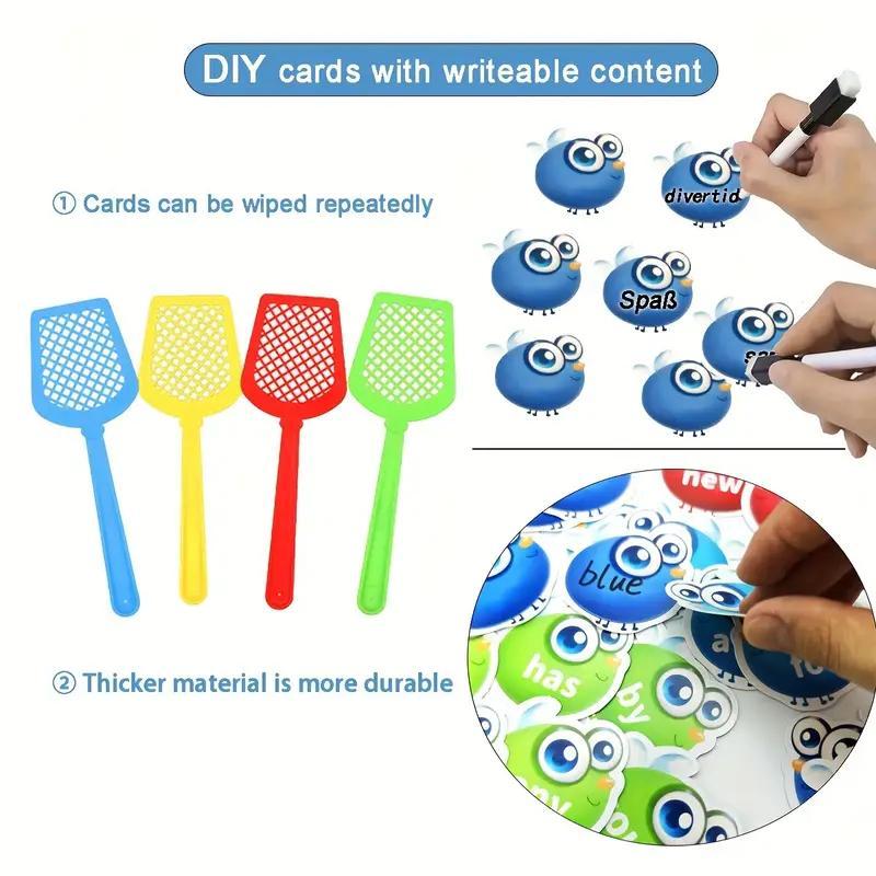 Sight Word Swat Game, 1 Set Phonic Toy, Language Toy, Interactive Brain Games, Visual Stimulation Cards, Bilingual Flash Cards