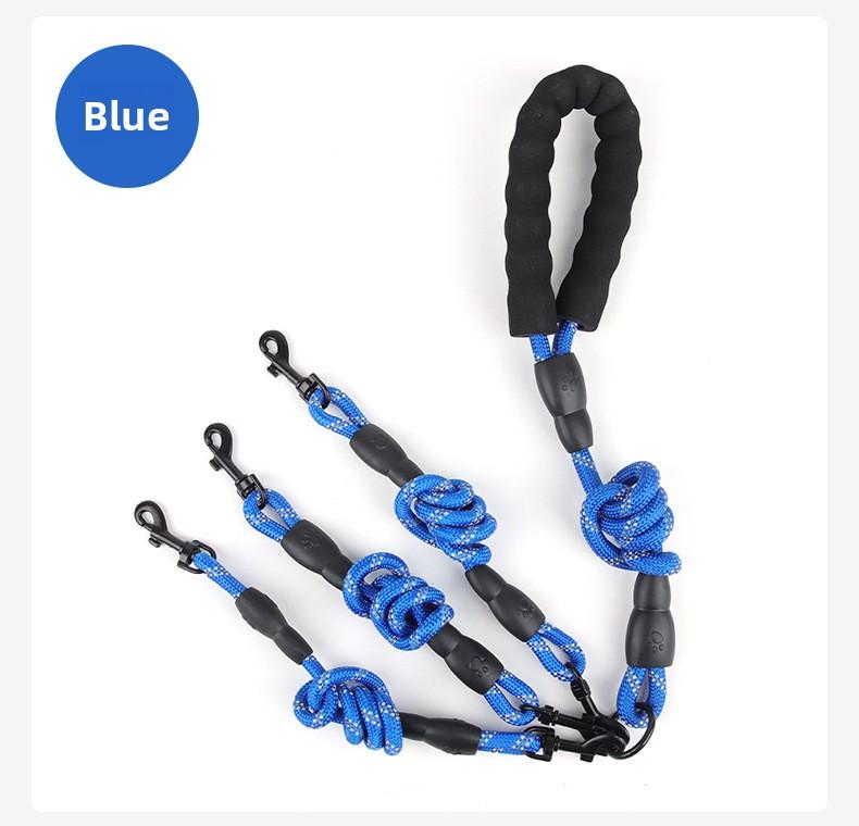 3-in-1 Reflective Dog Leash for Medium Large Dogs, Heavy Duty 3 Way No Tangle Multiple Dog Leash with 360° Swivel Clips, Comfortable Anti-Slip Padded Handle, Detachable Flexible Combination Pet Walking Lead, High Visibility Reflective Safety Dog Leash for