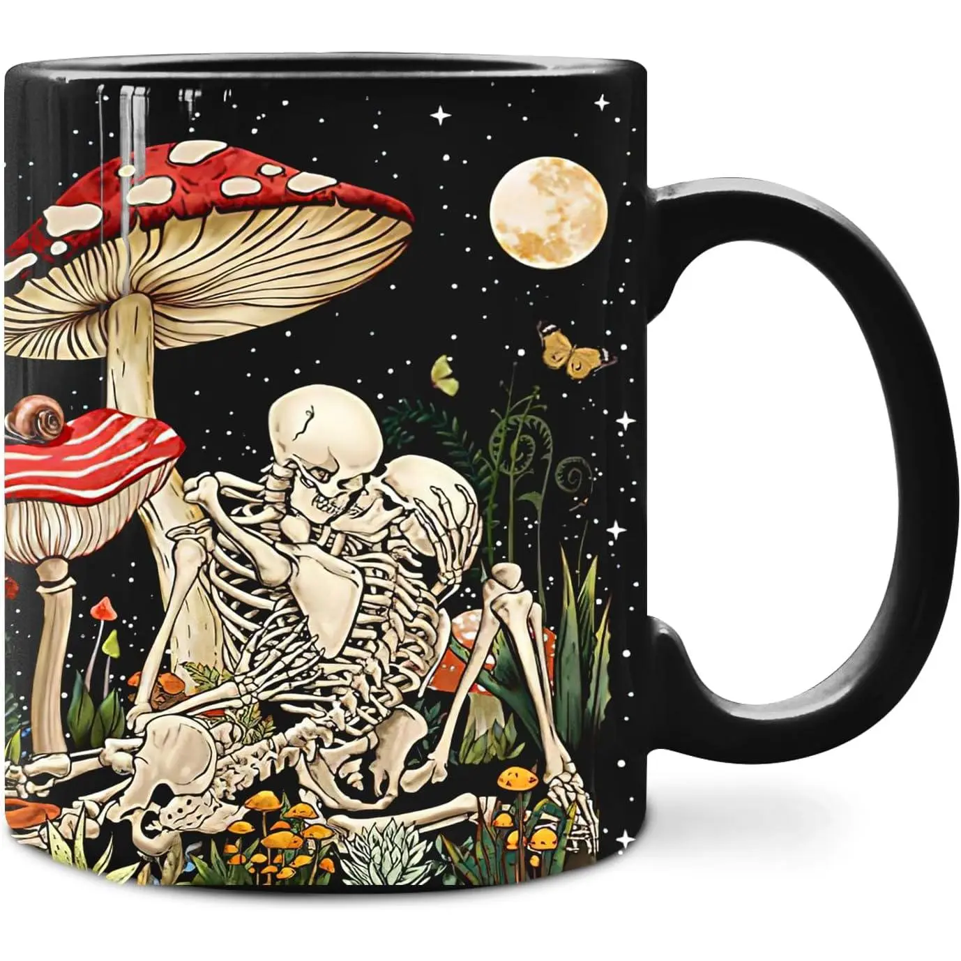 Mushroom Coffee Mug Ceramic - Couple Mushroom Coffee Mugs Gifts, Mushroom  Mugs, 11oz Gothic Skull Mushroom Coffee Mug