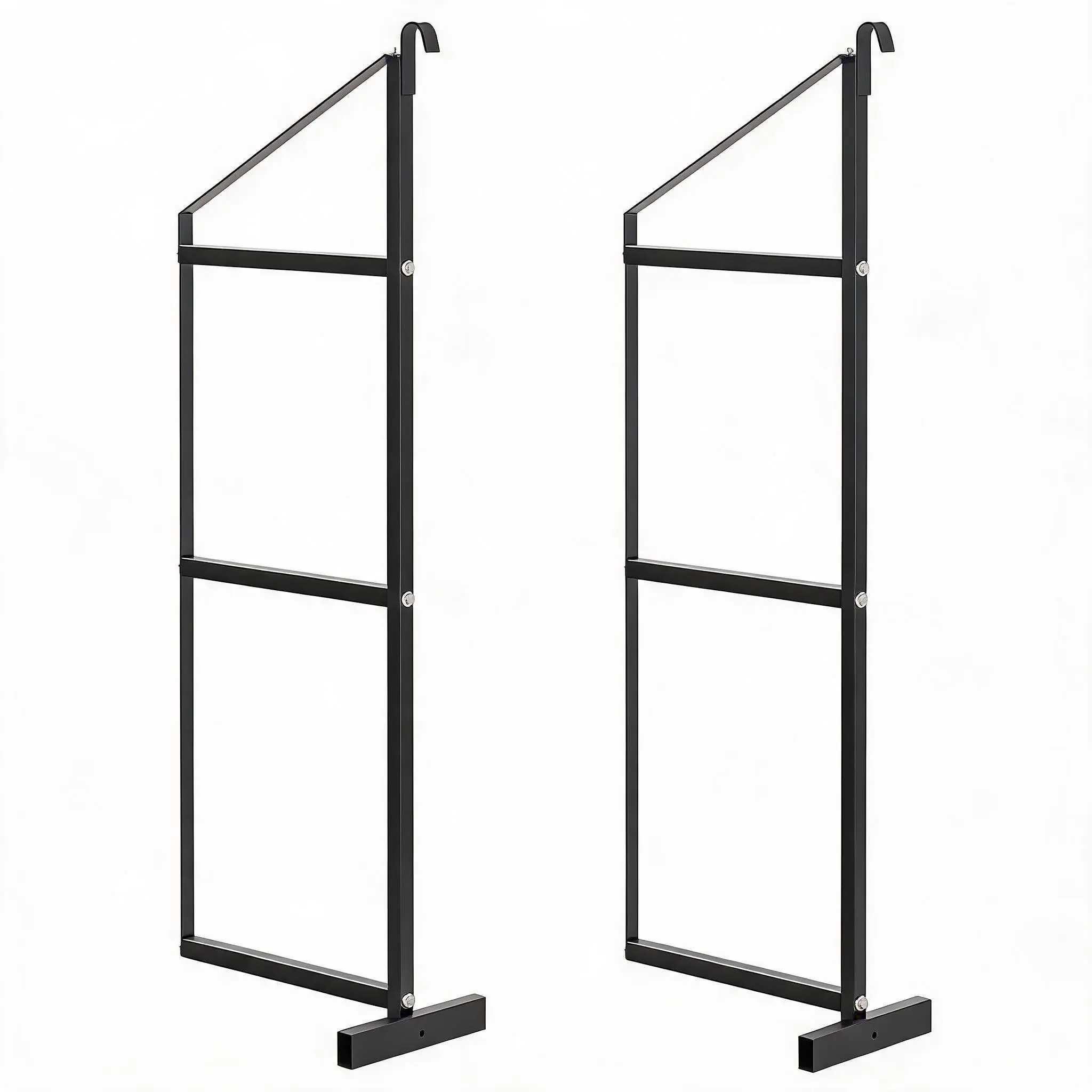 Heavy Duty 3-Tier Shipping Container Shelf Brackets – 1100lbs Capacity – Adjustable 22"D x 60"H Black Powder Coated Steel – Removable Shelf Supports – For Garage, Warehouse, Trailer Storage Racks