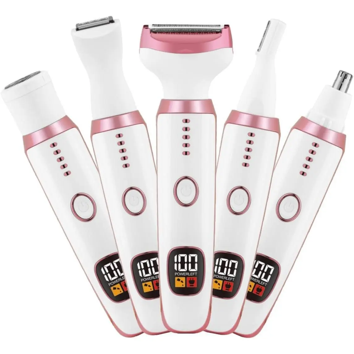Electric Razors for Women, Bikini Trimmer for Women 5 in 1 Body Shaver for Nose Hair Face Eyebrow Arms Legs Armpit Underarm Pubic Area, Replaceable Lady Facial Razor Painless USB Charge Female GiftGift