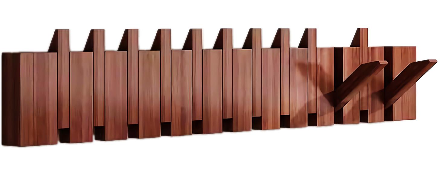 Tlongxia【Innovate Beech-8 Hooks Piano Key Hanger, with Tray Table, can Hold Small Ornaments, Photo Albums, Flower pots 4 Piano Hooks+3 Round Hooks+1 Tray Table