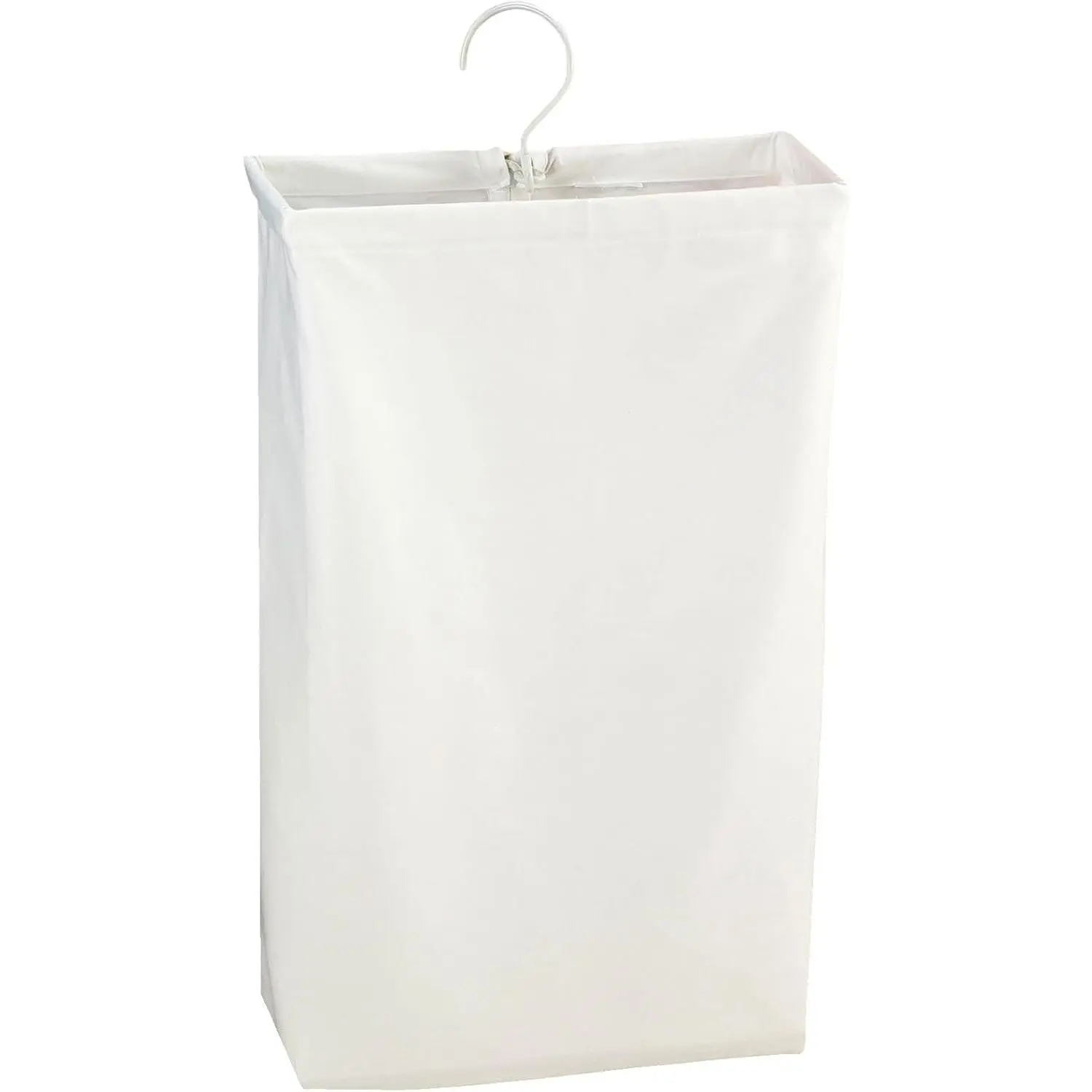 148 Hanging Cotton Canvas Laundry Hamper Bag | White, 6" x 16" x 27" (Length x Width x Height)