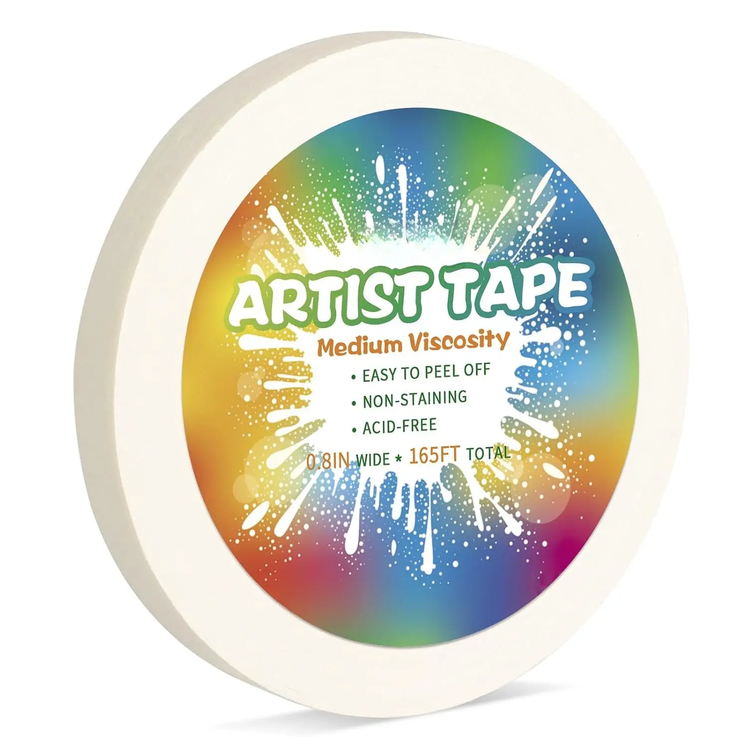White Art Tape Medium Tack Artist Masking Tape Paper Acid Free Tape Watercolor Painters Tape Artists Tape for Drafting Art Watercolor Painting Canvas Framing, 0.8 inch Wide 165FT Long