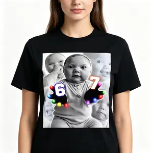 "Gloving Niche Baby 67 Six Seven Hand Funny AI Viral Internet Meme Graphic Tee" Graphic Unisex Tee |   All-Season Breathable Top