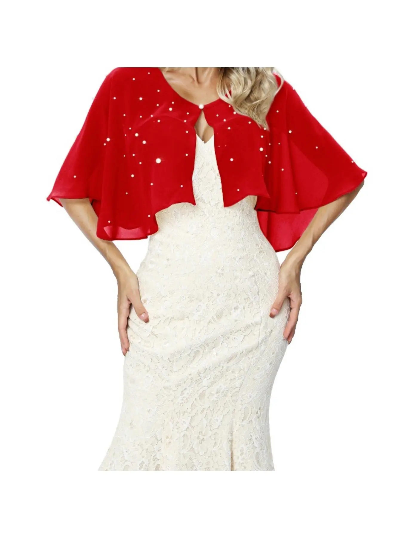 European and American style chiffon shawl with nail bead decoration, paired with a cardigan for spring and summer thin design, sun protection and shoulder style, versatile and stylish