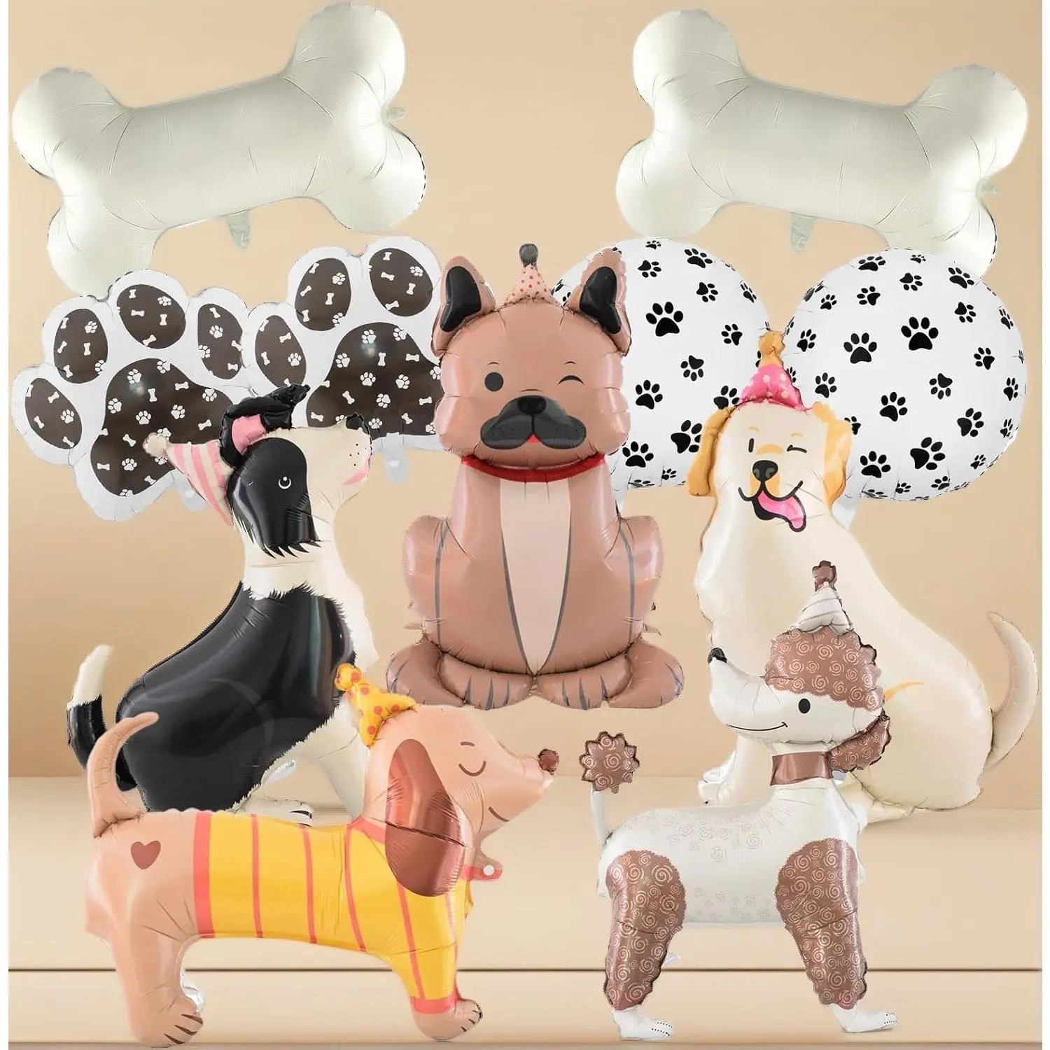 11 Pcs Large Dog Balloons Cute Puppy Foil Balloons Dog Themed Birthday Party Decorations Self Standing Animal Mylar Balloon for Dog Theme Party Birthday Decorations