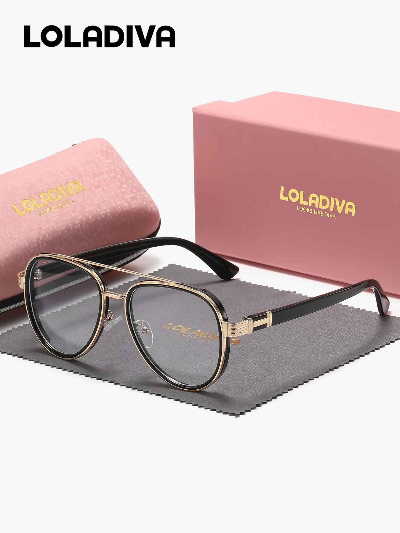 LOLADIVA 1 Piece Unisex High-End Craftsmanship Full Frame Plaon Glasses New And Trendy Atmosphere Frog Frame Plaon Glasses
