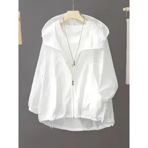 Plus Size Women's 2025 New Style Thin Short Jacket/Hooded Flight Bag Lightweight Jacket/Outdoor Casual Thin Short Coat/Loose And Comfortable/Hooded Long-Sleeve Cardigan Coat/Street Fashion Lightweight Jacket