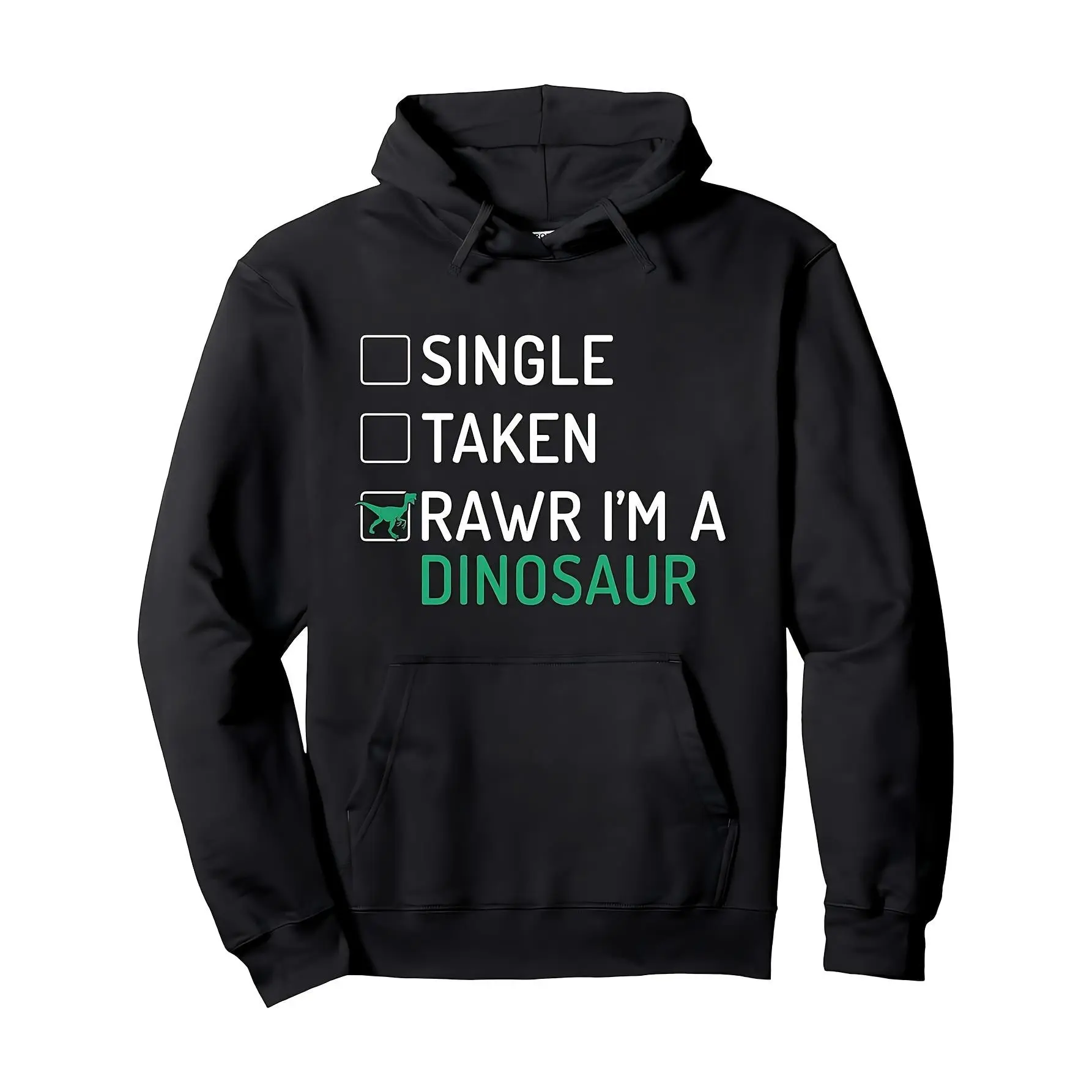 Men's Humorous Dinosaur Hoodie - Thick 430Gsm Loose Sweatshirt with "Roaring I'm a Dinosaur" Design, Featuring Adjustable Hood and Kangaroo Pocket - Perfect Casual Winter Pullover for Christmas Parties