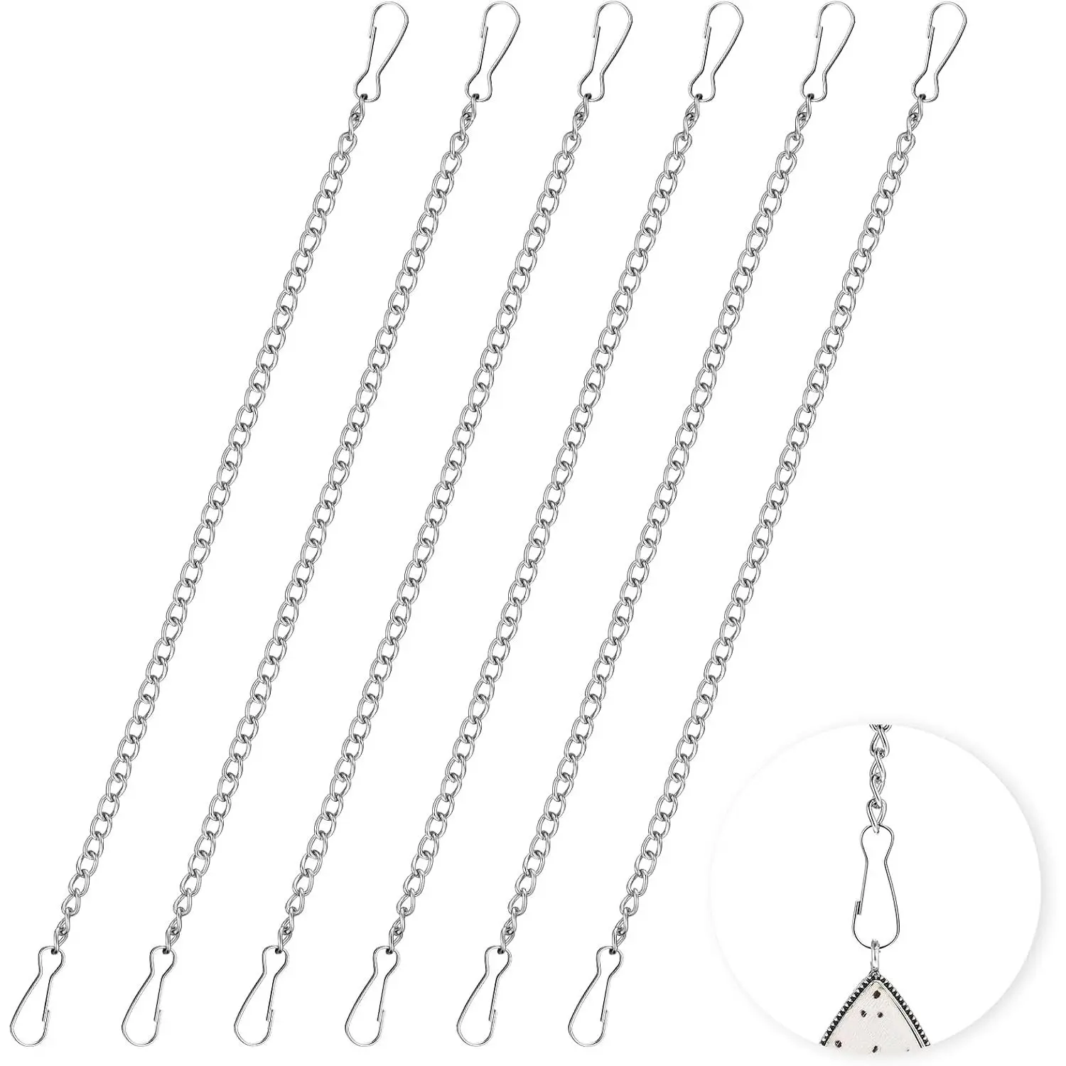 6 Pcs Stain Glass Window Hanging Chain, 20 Inch Picture Hanging Chain, Hanging Chains with Hooks, Outdoor Decorative Chain for Walls Gardens and Kitchens