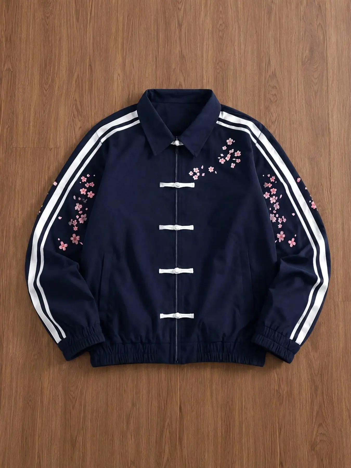 Men's Japanese Style Sport Jacket, Cherry Blossom Stripes, Oriental Aesthetic, Street Fashion, Daily Commute, Unisex, Gift Idea