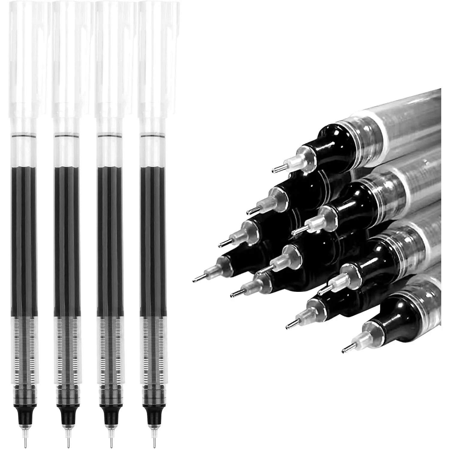 Black Pens for School  to School Pens Liquid Ink Rollerball Pen Black | Fine Tip Pen 12 count Extra Fine Point Writing Pencils Pack of Pencil Black Ink 0.5 Mm Left Handed