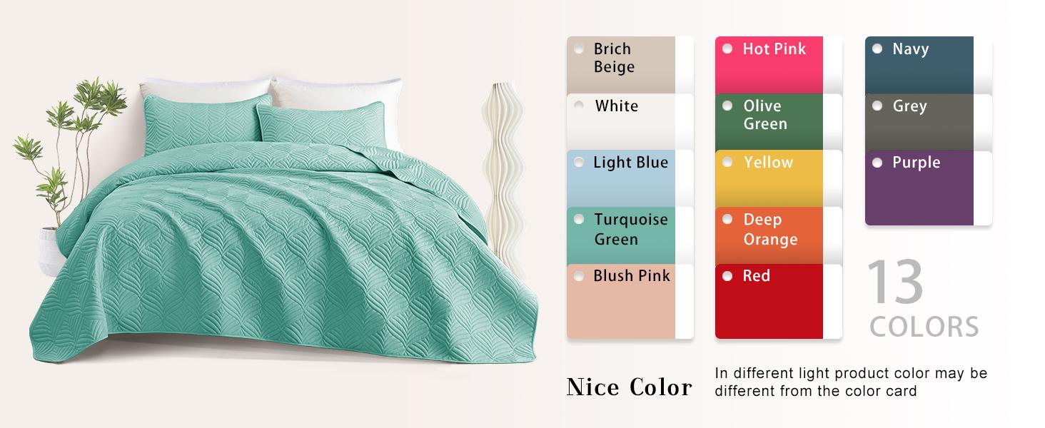 Soft Full Queen Bedding Set, Lightweight Grey Bedspreads Queen Size with Pattern, Reversible 3-Piece Coverlet with 2 Pillow Shames for All