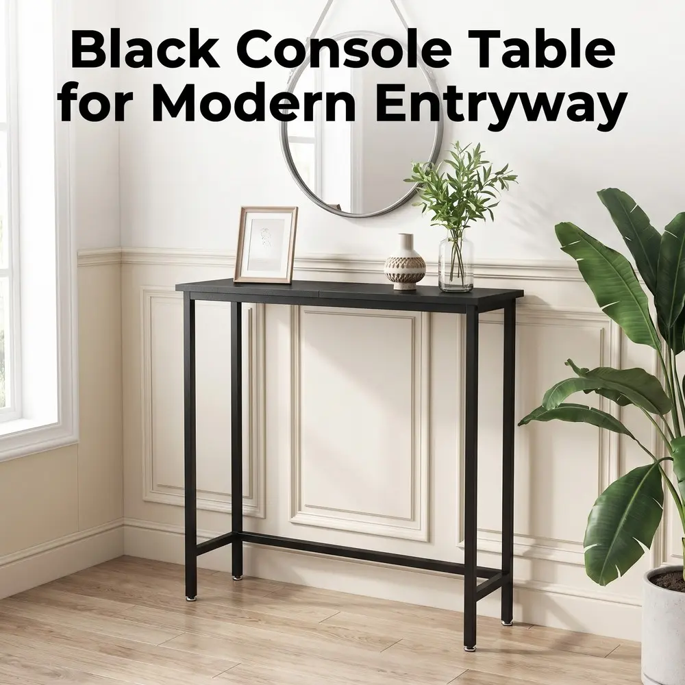 Narrow Console Table for Entryway and Hallway, Slim Sofa Table with Open Storage Space, Modern Accent Table for Living Room, Window Side or Foyer, Metal Frame Display Table for Small Spaces and Home Decor
