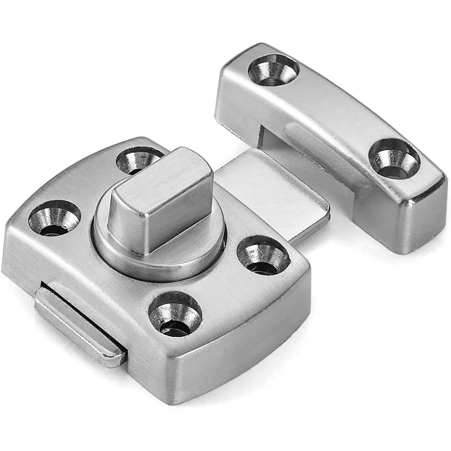 Brushed Silvery Rotate Bolt Gate Latches,  for Doors | Zinc Alloy Cabinet Lock, Door Lock, for Drawer,Storage Box,Locker,Closet, Cage, Cabinet,Protect