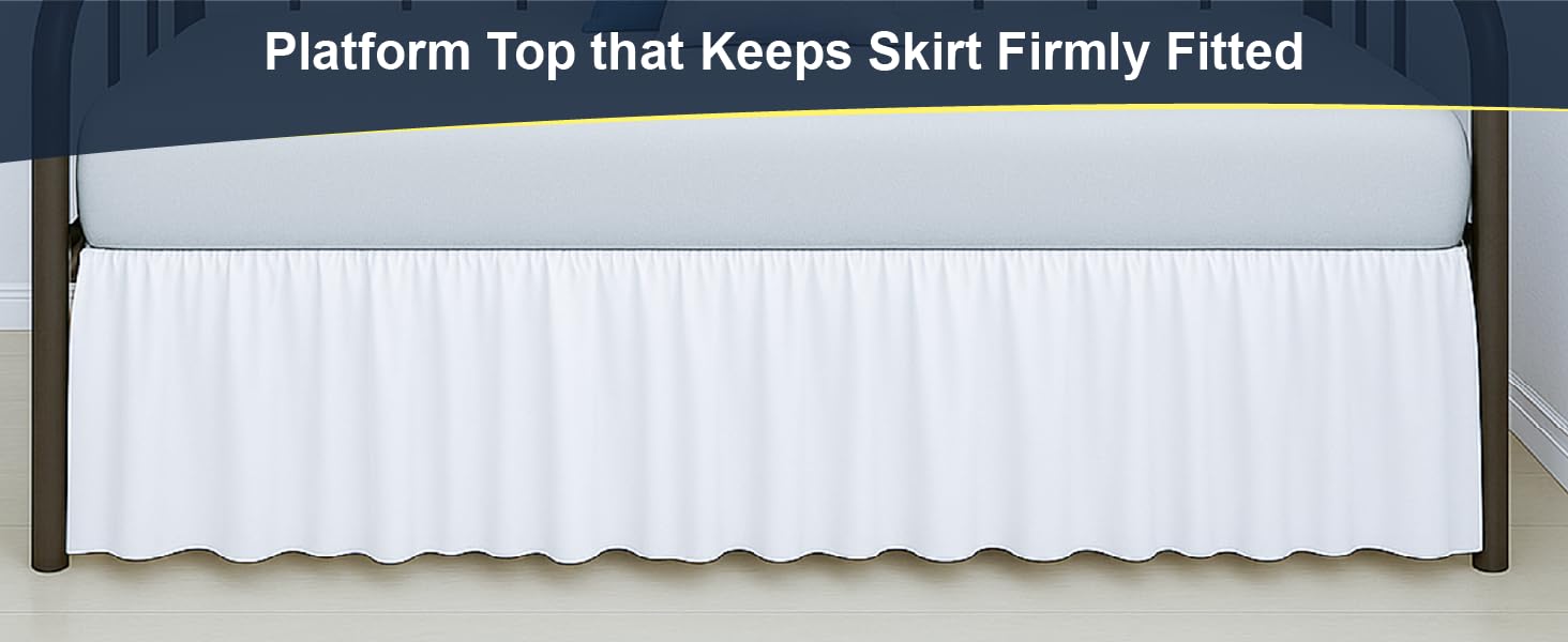 Ruffled Daybed Skirt with Split Corner, Hotel Quality Brushed Microfiber Twin Size Dust Ruffle 14 Inch Drop Sofa Bedskirt,, Stay in Place, White