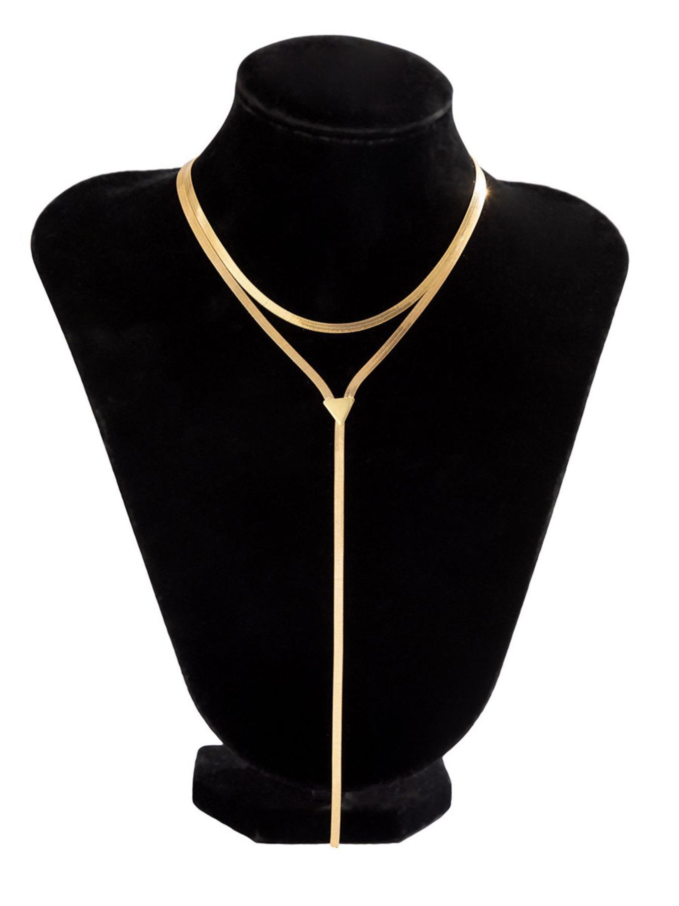 Women's Elegant Minimalist Chain Necklace, Trendy All-match Choker, Stylish Long Layered Necklace for Women & Girls As Gift