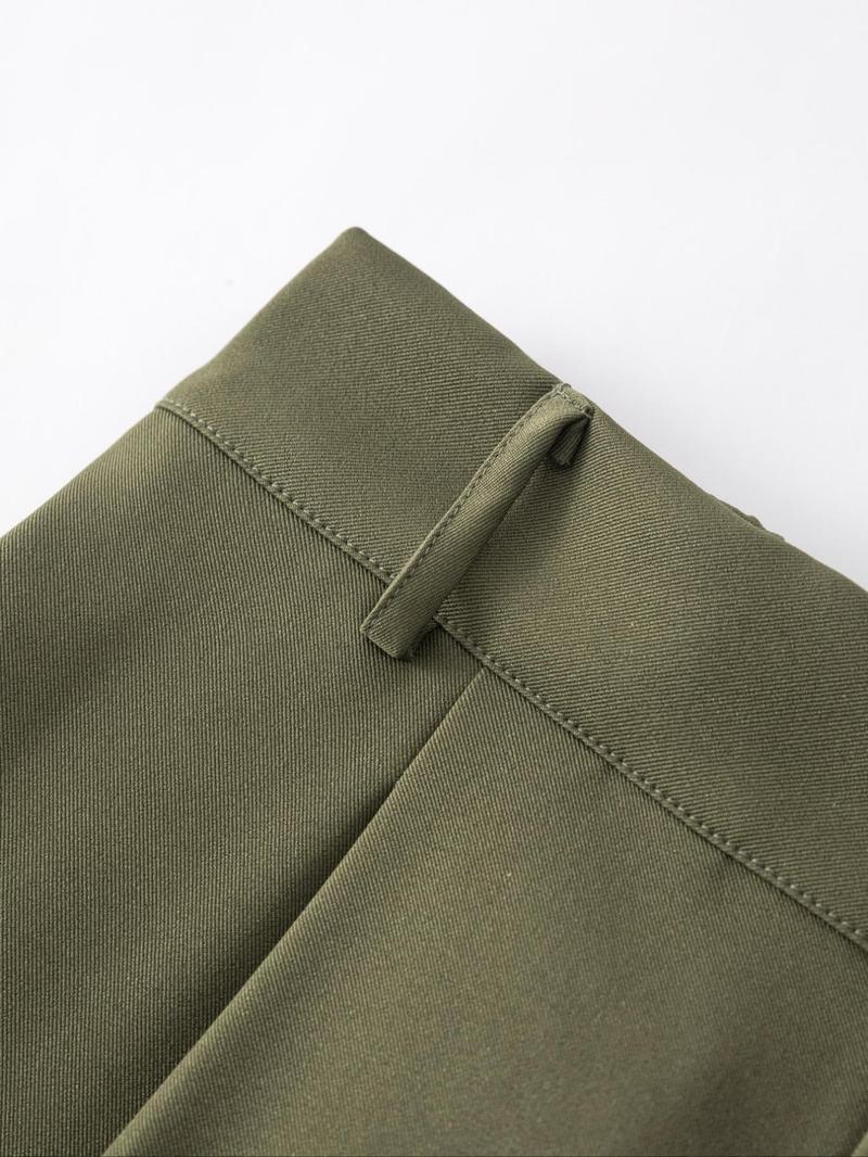 Women's Business Casual Plain Color Elastic Waist Button Fashion Pants, Fitted H-Type, All Seasons, Stylish and Comfortable