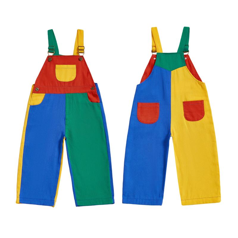 Toddler 90's Style Denim Overalls Babby Boy Girl Suspender Romper Dopamine Color Sleeveless Jumpsuit with Adjustble Shoulder Strap Baby Clothing Casual