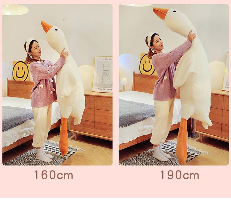 Big white goose pillow doll plush toy doll pillow gift, good elasticity, no fading, breathable and odorless, not easy to deform after long-term use. With zipper detachable and washable