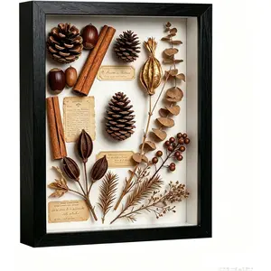 8x10 Black Wooden Deep Shadow Box Picture Frame with Shatter-Resistant Panel for Wall Decor 3D Display Case for Military Medals Flowers Photos Crafts Easy to Open Ready to Hang Gift Idea
