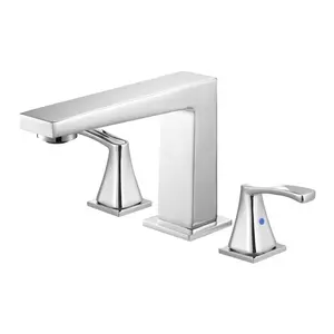 VEVOR Roman Tub Faucet, 3 Hole Waterfall Bathtub Faucet, Bath Tubs Faucets Set with 2 Handles, Roman Tub Faucets Deck Mount for Pet Washing, Baby Care, Adult Bathing, Silver, Right-Angle Tub Faucet