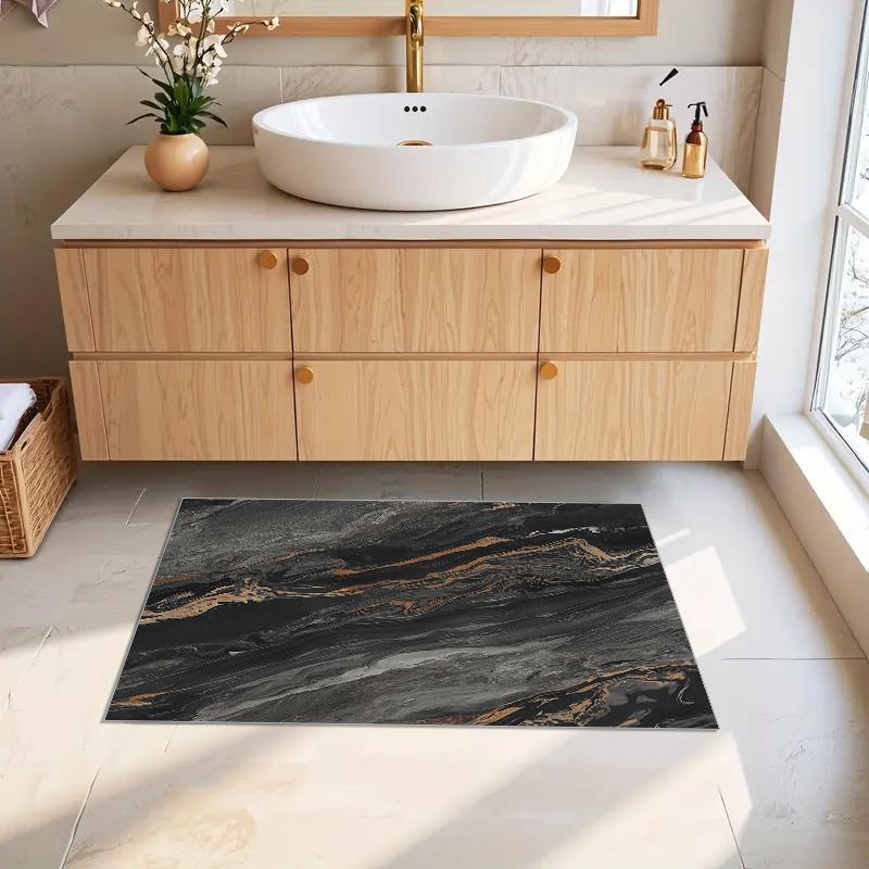 Marble Pattern Bath Mat, 3 Counts/set Non-slip Absorbent Bathroom Mat, Soft Comfortable Bathroom Mat, Suitable for Bathroom, Shower, Laundry Room, Bedroom, Living Room, Bathroom Rug Set