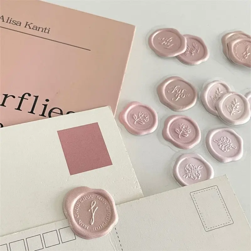 1 Pack of 18 Wax Seal Stickers, Fine Glitter Shimmer Stamp Stickers, Envelope Sealing Decorative Stickers, Unprinted Stickers
