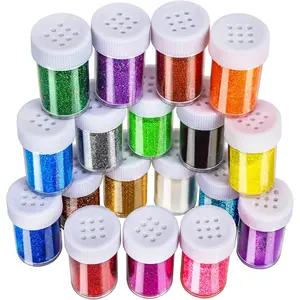 Glitter, 18 Pack Fine Glitter, Craft Glitter Powder Shake Jar, Multi Assorted Set Extra Fine Glitter for Resin Art Crafts Tumbler Scrapbook Jewelry Making, Body Face Hair Glitter, 15g/ Bottle