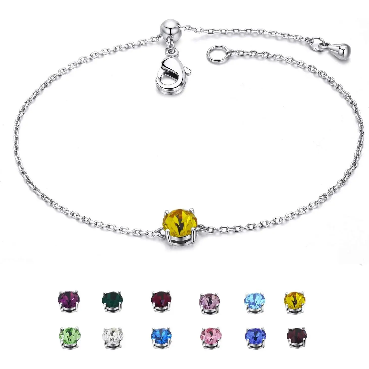 Women's September Birthstone Bolo Bracelet - High-Quality Copper White Gold Fill Link Chain, Minimalist Lightweight Cubic Zirconia, Adjustable Tail Chain, 7.87in Fit, Bolo Slide Fastening, Daily All-Season Bling Costume Jewelry Accessory