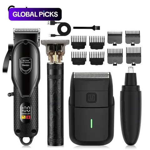 Professional Cordless Hair Clipper & Beard Trimmer Set for Men, Hair Trimming, Rechargeable Grooming Kit, Rechargeable Cordless Trimmers, Travel-Friendly, High-Quality Design for Home or Barber Use #GLOBAL PICKS