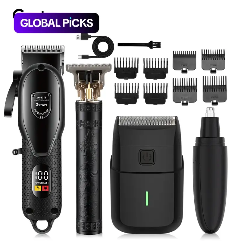 Professional Cordless Hair Clipper & Beard Trimmer Set for Men, Hair Trimming, Rechargeable Grooming Kit, Rechargeable Cordless Trimmers, Travel-Friendly, High-Quality Design for Home or Barber Use #GLOBAL PICKS