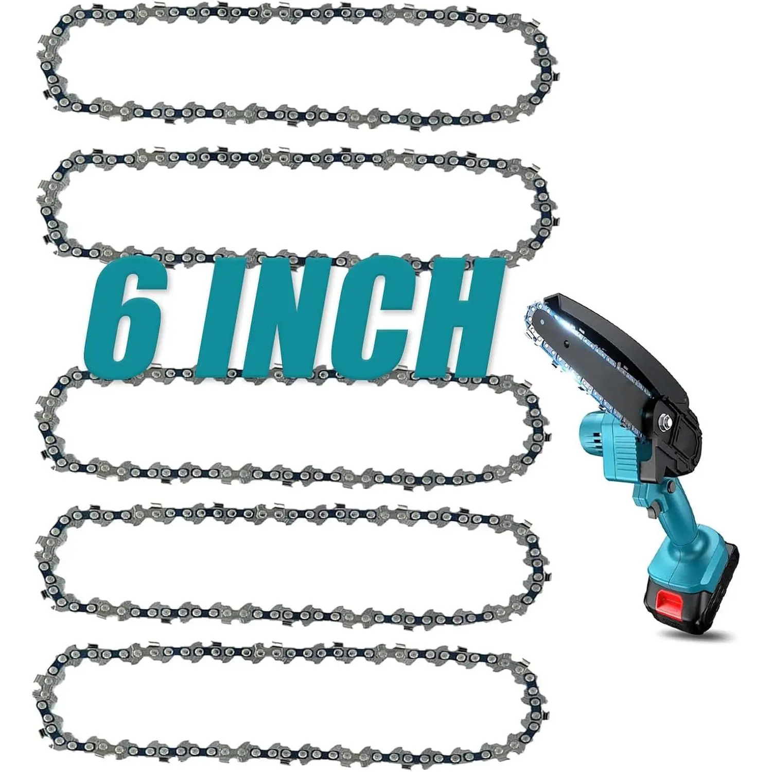 6 Inch  Chain, 5 count  Chains for Almost 6-inch Cordless Electric Portable Mini Chainsaws, Durable Carbon 6Inch  Chains for Pruning Shears and