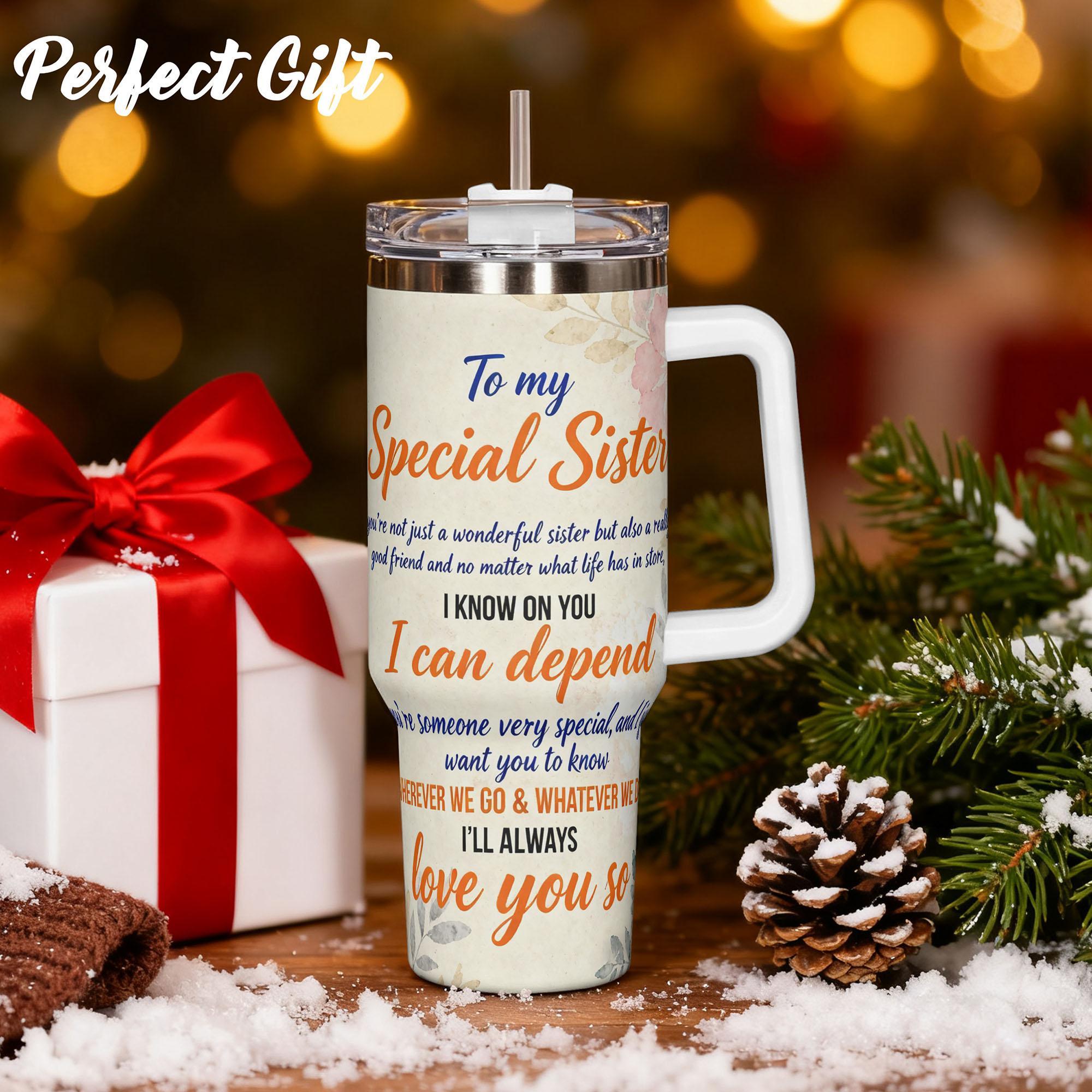 1pc Stainless Steel Cup 40oz/30oz/20oz Water Bottle Insulated Mug Tumbler,Funny Design With Special Sister Always My Friend Double-layer insulation Leakproof Large Capacity, Needed for Gym, Hiking, Travel Ideal Birthday Ch