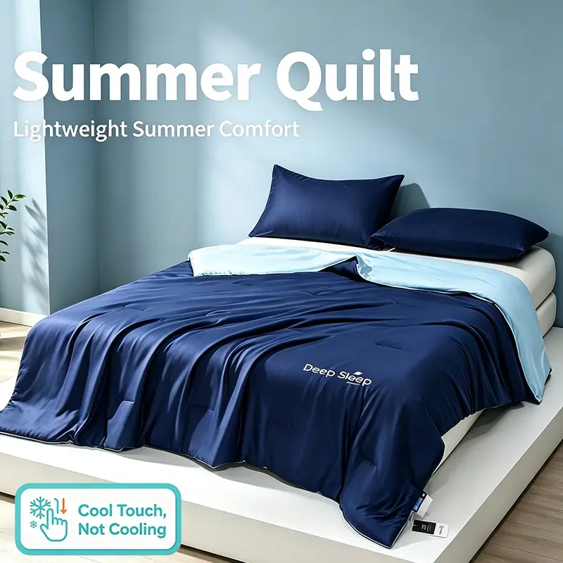 Premium Soft Cool Touch Summer Quilt, Lightweight Breathable Dual-Color Comforter, Bed Cover for Single Queen King Beds