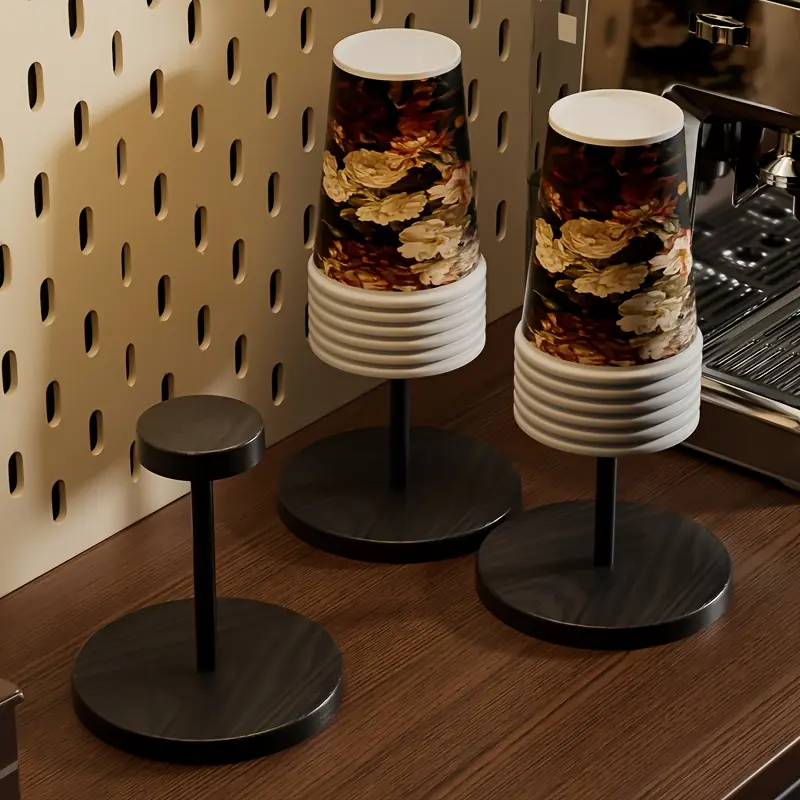 1/2pcs Creative And Convenient Disposable Cup Holder/Rack with Wood Grain End, Made of ABS Plastic. Ideal for Homes, Offices, Cafes, And Food Service Establishments, This Disposable Cup Organizer Is Suitable for Various Settings