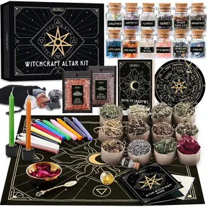 Wyspell Large Witchcraft Kit 77 PCS - Witch Altar Spell Set - Wiccan Supplies & Tools - Witchy Gifts for Beginners: Spell Candles, Dried Herbs, Crystals, Stones, Cloth, Pendulum, Bowl & Spoon
