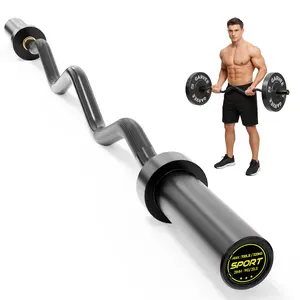 47 Inch Olympic EZ Curl Bar, 20LB Solid Steel Curved Barbell with 2-Inch Sleeves, 700 LBS Weight Capacity Bicep Tricep Strength Training Bar for Home Gym