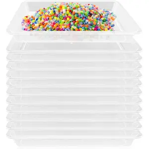 12 Pack Clear Stackable Plastic Art Trays, Multi-use Organizer Activity Serving Trays for School, Home, Painting, Beads, DIY Projects