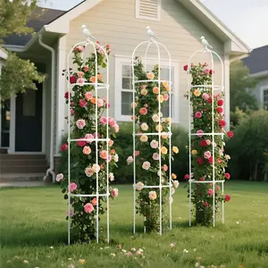 European-style garden climbing fence, decorative climbing support for grapevines, potted flowers, and roses; DIY practical gardening structure plastic grid plant ladder with 10 practical vine clips; indoor home and patio decorative plant tower.