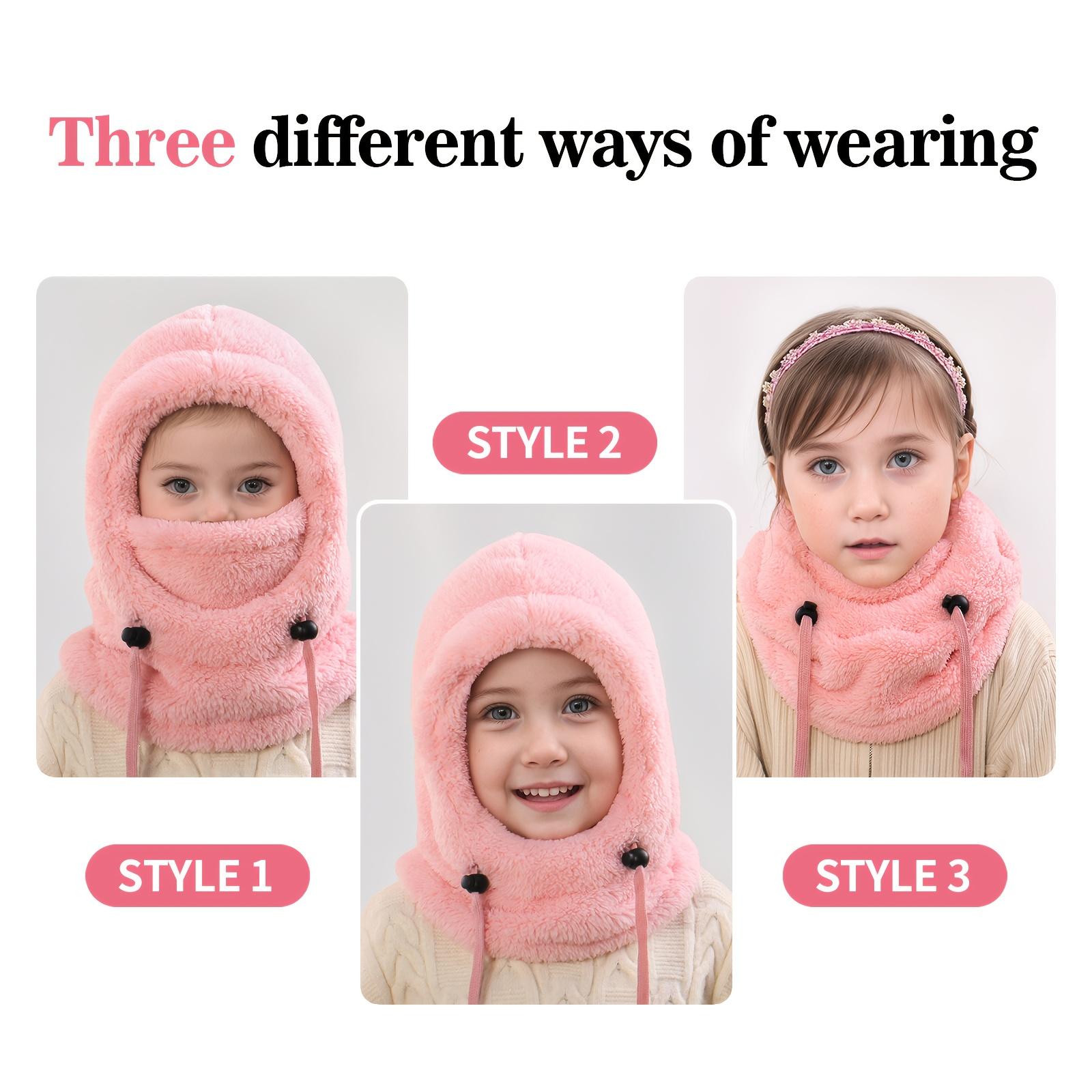 Winter Balaclava & Neck Warmer Hat – Windproof Thermal Full Face Mask with Detachable Hood Collar, Soft Fleece for Kids Ages 3–10, Ideal for Skiing, Snow, Outdoor Winter Sports & Daily Wear