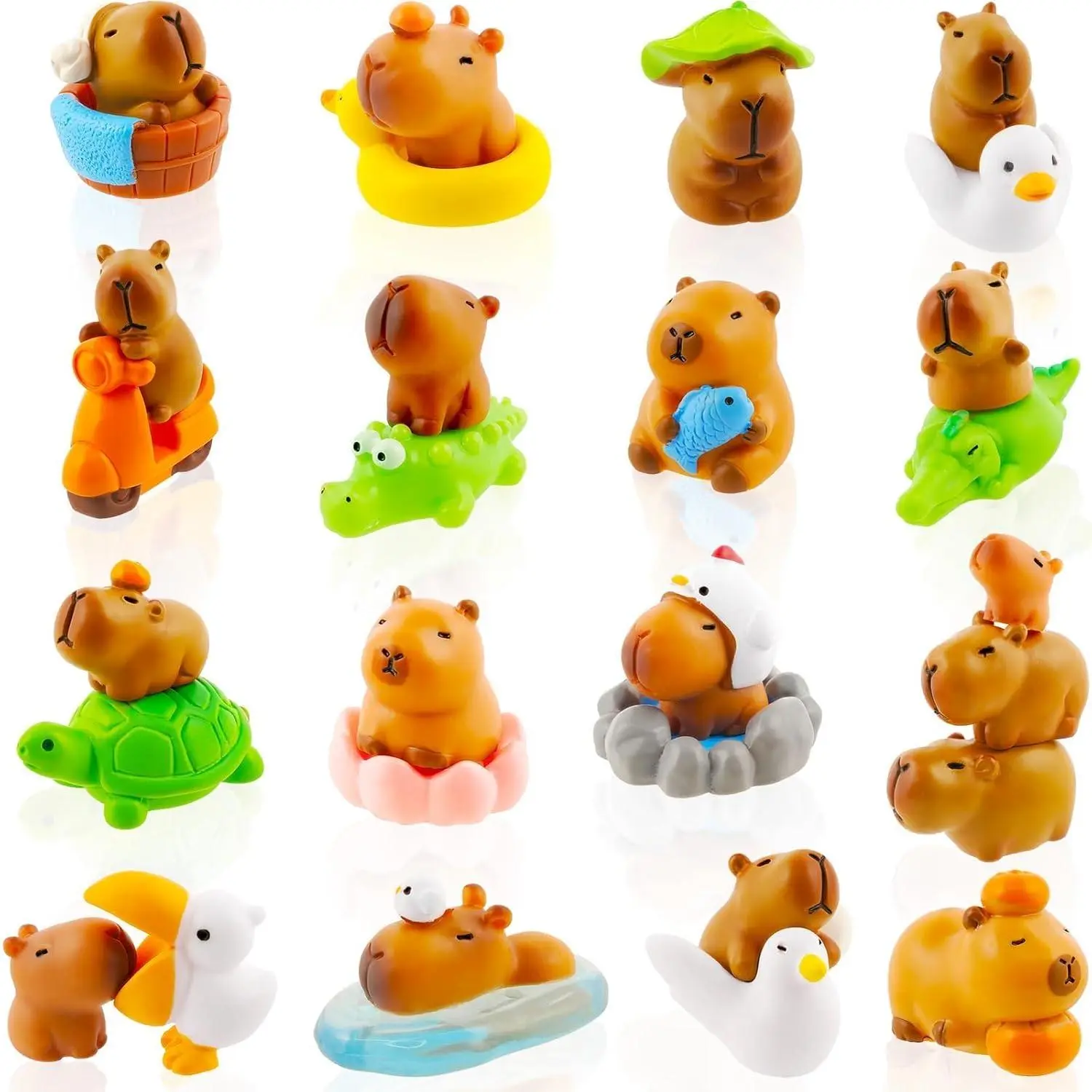 27pcs Mini Capybara Figurines Capybara Cake Toppers Mini Resin Capybara for DIY Fairy Garden Decoration Moss Landscape Home Birthday Party Decorations