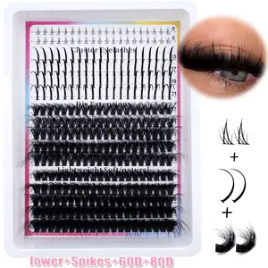 4 in 1 Lash Clusters, Dense D Curl, 0.07 Mm Thickness, Mixed Length, Solid Form, Lightweight False Eyelashes, DIY Spiky Lash Extension, Mink Strips, Eyelash Extensions