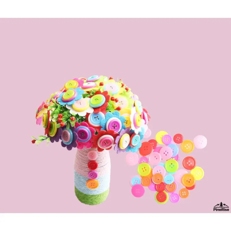 Non-Woven Button Flower Bouquet DIY Craft Kit - Safe Materials, Handmade Floral Decor, Holiday Decorations for Outdoor Events Parent-Child Activities