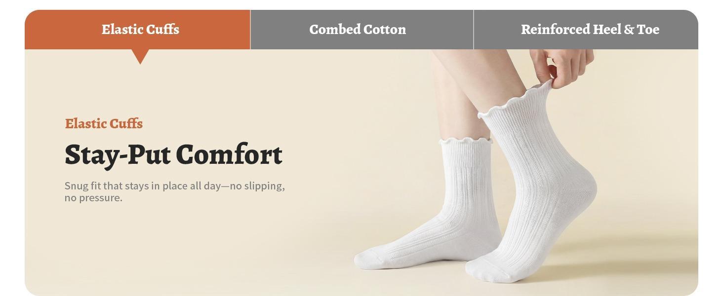 Ruffle  Womens 6 Pairs Cute Ankle Lettuce Edge Frilly Crew  for Bridal & Womenswear Comfortable & Stylish Colorblock Thermal Lined Women's Socks Over-the-Knee Compression Backless Bodysuit with Cup Kawaii Embroidered Floral Knee-High heatless curl