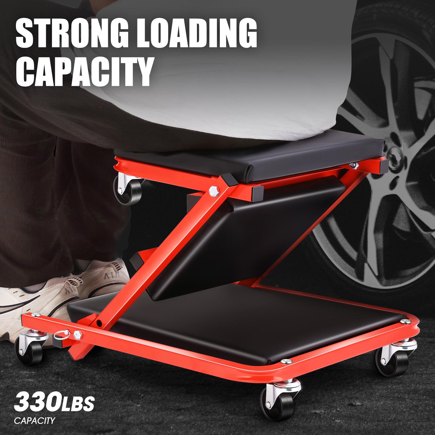 ‎ 40 Inches 2 IN 1 Rolling Folding Z Car Creeper Seat 6 Pcs 2" Casters, Mechanics Under Car Chair, 330 LBS Weight Capacity Heavy Duty