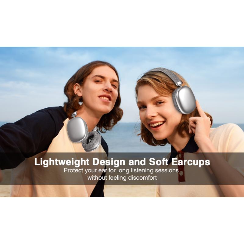 Wireless Over Ear Headphones,Noise Canceling Bluetooth Headphones with Microphone 48H Playtime HiFi Stereo Lightweight Soft Earpads Headset Deep Bass Android iOS Compatibility for Home Travel Office