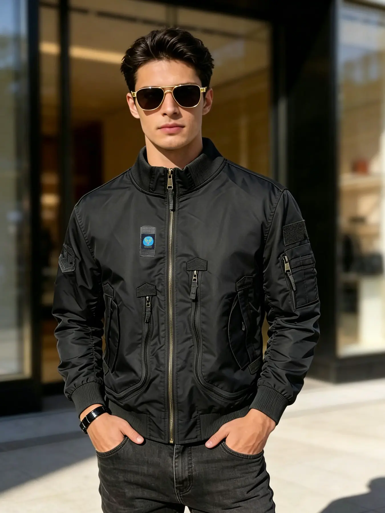 Men's Fashionable Pilot Jacket for Spring and Autumn, Mature and Stable Style, Perfect for Commuting and Travel, Trendy Outerwear