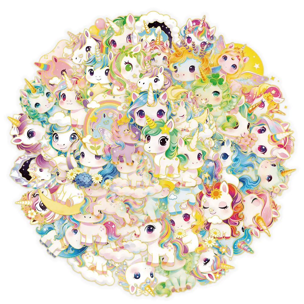 50 Pieces of Cute Cartoon Unicorn Stickers, Aesthetic Stickers, Office Supplies Suitable for Decorating Scrapbooks, Journals, Laptops, Water Bottles, Cars and More, Creative Birthday Gifts